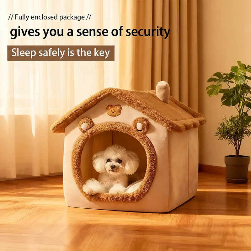 🐾 Cozy Villa-Style Pet House – Washable, Warm & Adorable!
