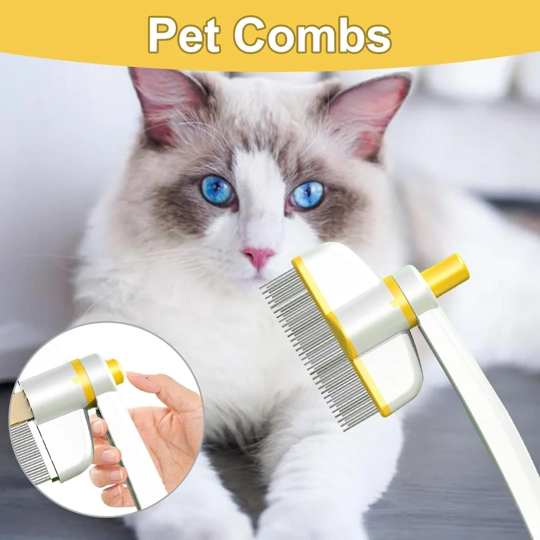 🐶🐱 Rotating Pet Grooming Comb – Hair Removal Brush with Self-Clean Button ✨