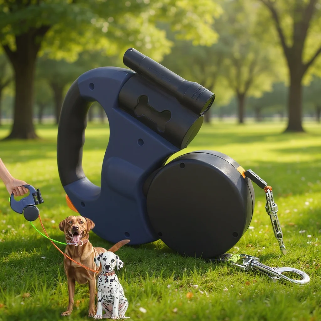 🐾 Dual Retractable Dog Leash – 2-in-1 Tangle-Free Lead for Small & Medium Dogs 🚶‍♂️✨