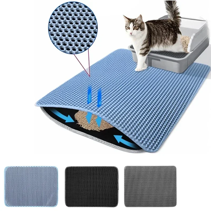 🐾✨ Double-Layer Waterproof Cat Litter Mat – Non-Slip, Easy-Clean & Urine-Proof EVA Litter Trap for Cats 🧼