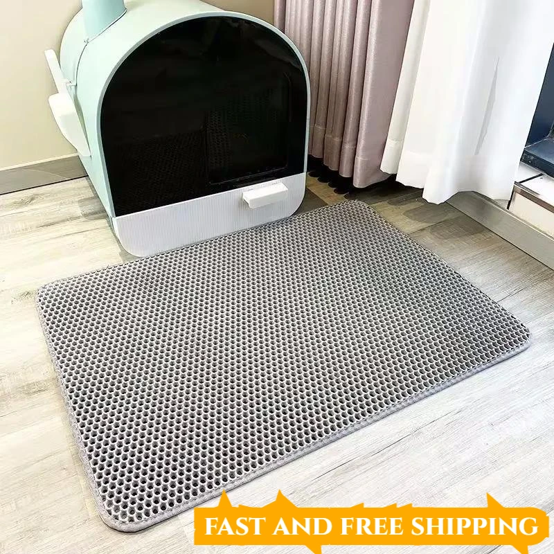 🐾✨ Double-Layer Waterproof Cat Litter Mat – Non-Slip, Easy-Clean & Urine-Proof EVA Litter Trap for Cats 🧼