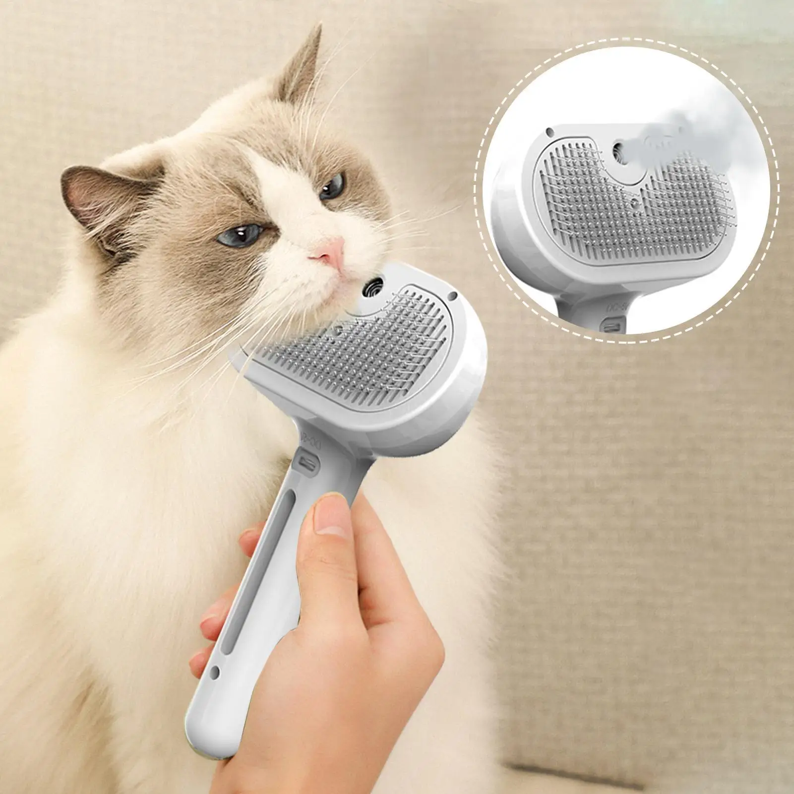 🐶✨ 3-in-1 Steamy Electric Pet Grooming Brush – Detangling, Hydrating & Hair Removal for Dogs & Cats 🐱💦