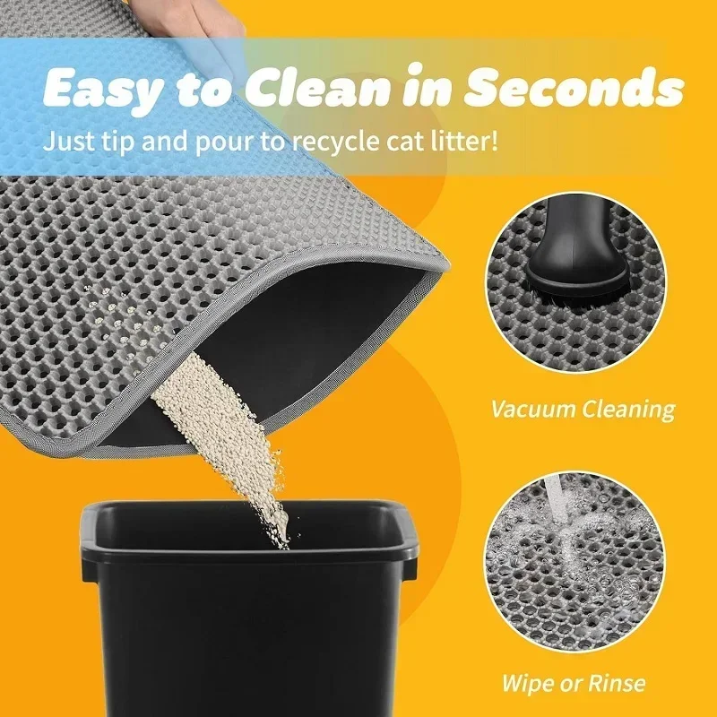 🐾✨ Double-Layer Waterproof Cat Litter Mat – Non-Slip, Easy-Clean & Urine-Proof EVA Litter Trap for Cats 🧼