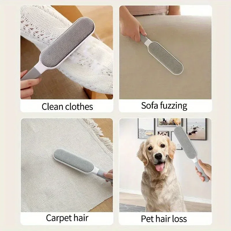 🐾 Double-Sided Reusable Pet Hair Removal Brush – Electrostatic Lint Cleaner for Clothes & Furniture