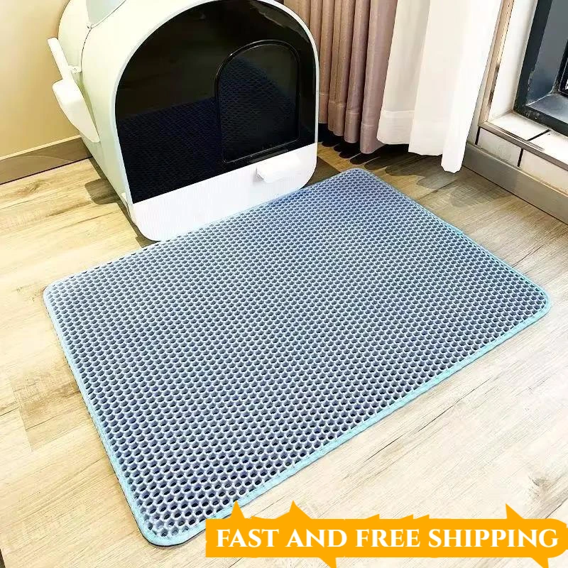 🐾✨ Double-Layer Waterproof Cat Litter Mat – Non-Slip, Easy-Clean & Urine-Proof EVA Litter Trap for Cats 🧼