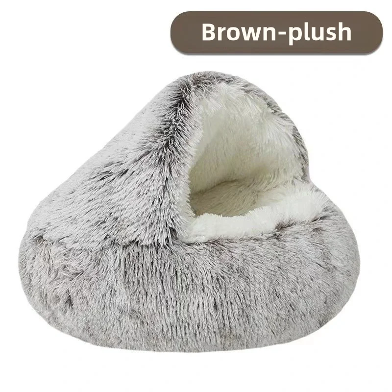 🐚 Cozy Shell Plush Pet Bed – 2-in-1 Warm & Snuggly Cave for Cats & Small Dogs