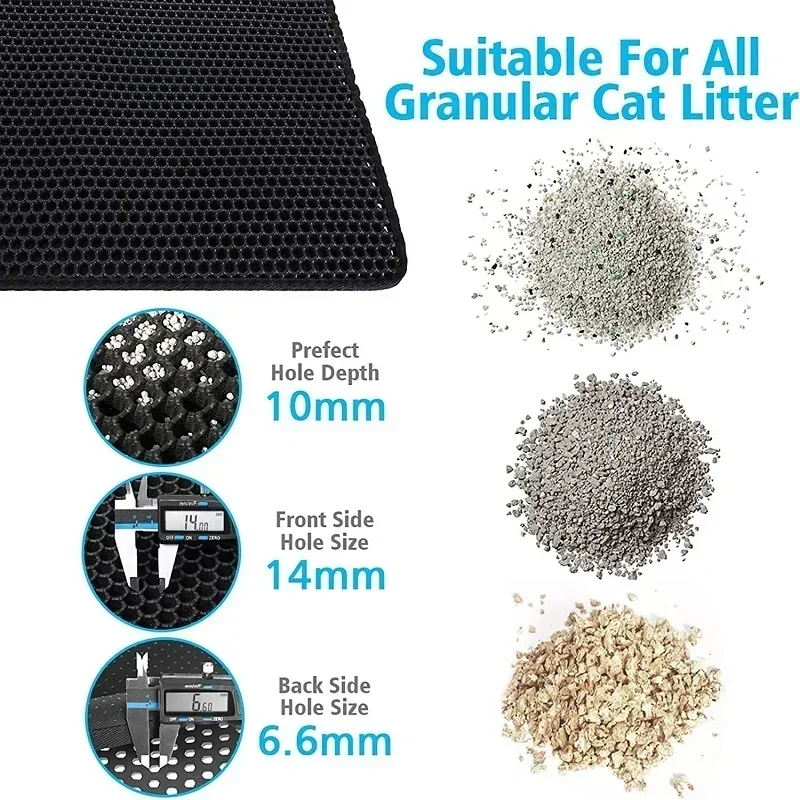 🐾✨ Double-Layer Waterproof Cat Litter Mat – Non-Slip, Easy-Clean & Urine-Proof EVA Litter Trap for Cats 🧼