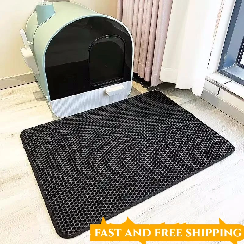 🐾✨ Double-Layer Waterproof Cat Litter Mat – Non-Slip, Easy-Clean & Urine-Proof EVA Litter Trap for Cats 🧼