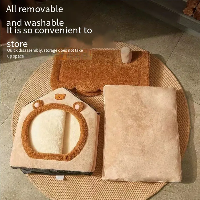 🐾 Cozy Villa-Style Pet House – Washable, Warm & Adorable!