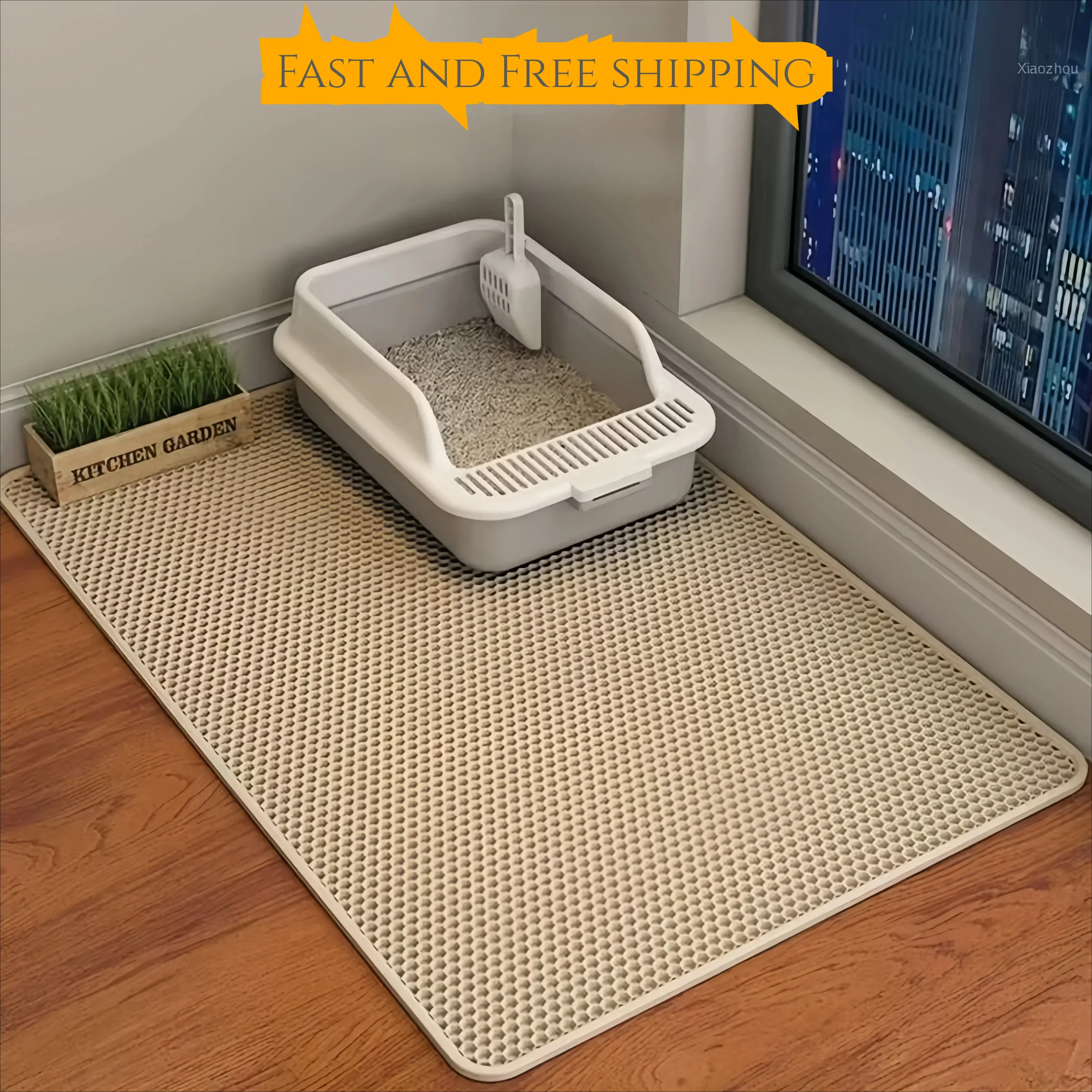 🐾✨ Double-Layer Waterproof Cat Litter Mat – Non-Slip, Easy-Clean & Urine-Proof EVA Litter Trap for Cats 🧼