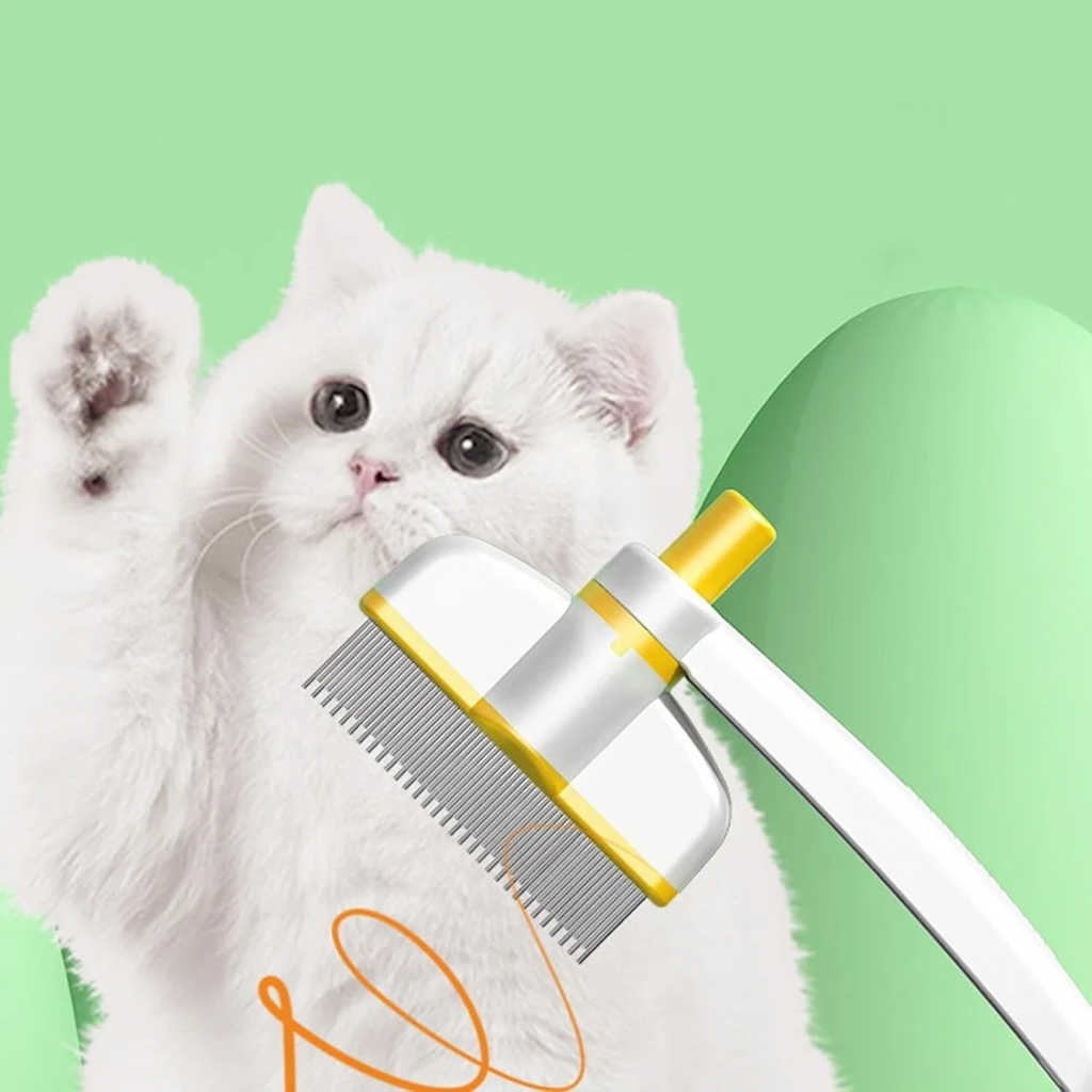 🐶🐱 Rotating Pet Grooming Comb – Hair Removal Brush with Self-Clean Button ✨